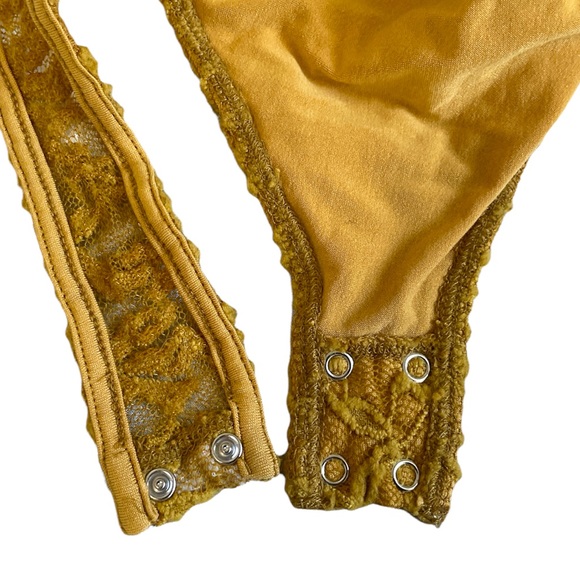 ❤️‍🔥3/$22❤️‍🔥 Mustard yellow cheeky floral lace cami bodysuit - Picture 9 of 13